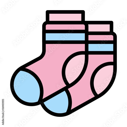baby shower related cute small baby socks for winter vector with editable stroke,