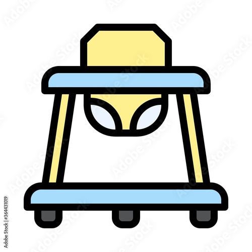 baby shower related cute small baby walker or indoor vector with editable stroke,