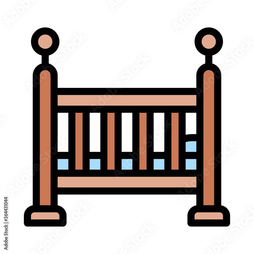 baby shower related small baby crib or bedroom vector with editable stroke,