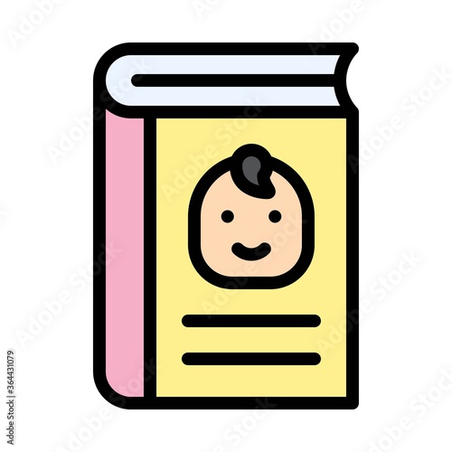 baby shower related small baby face on book vector with editable stroke,