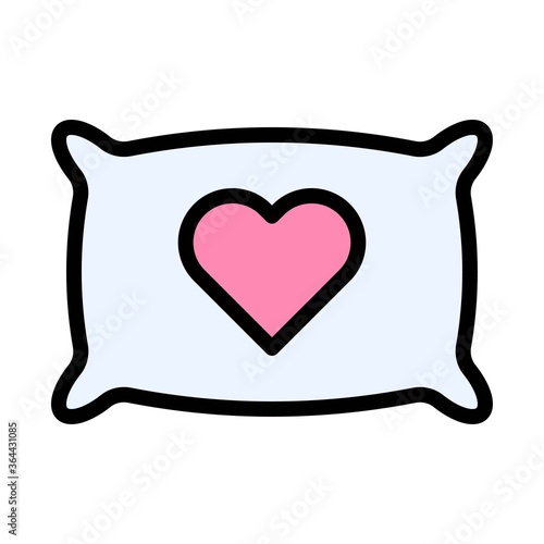 baby shower related heart on baby sleeping pillow or bedroom pillow vector with editable stroke,