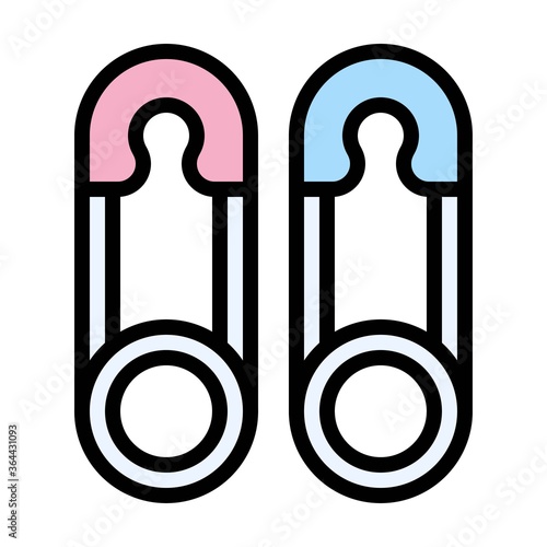 baby shower related safety pins for small kids safety vector with editable stroke,