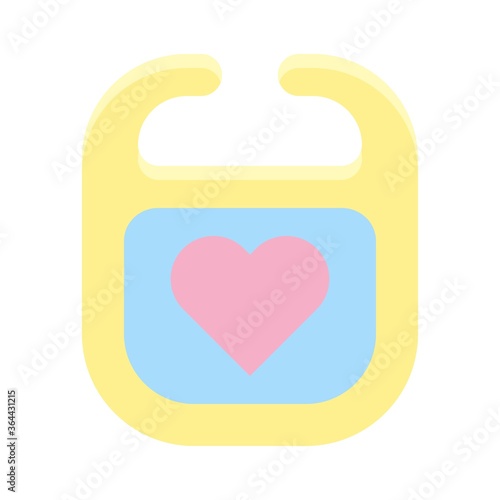 baby shower related small kid or children food wear or cloth with heart vector in flat style,