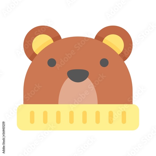 baby shower related small kid or children winter bear face cap vector in flat style,