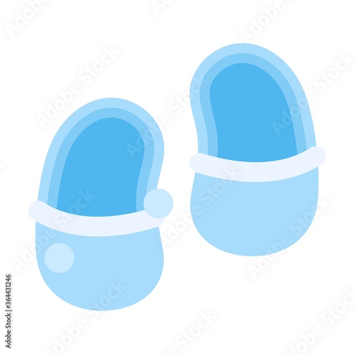 baby shower related small baby shoe or foot wear vector in flat style,