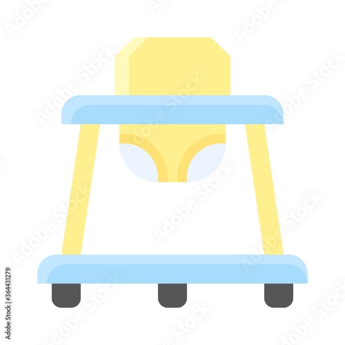baby shower related cute small baby walker or indoor vector in flat style,