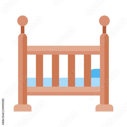 baby shower related small baby crib or bedroom vector in flat style,