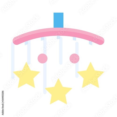 baby shower related small kid or children bedtime hanging play stars with heart vector in flat style,