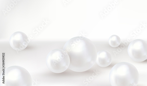 Pearl background. Spherical beautiful 3D orbs. Vector. © elialady