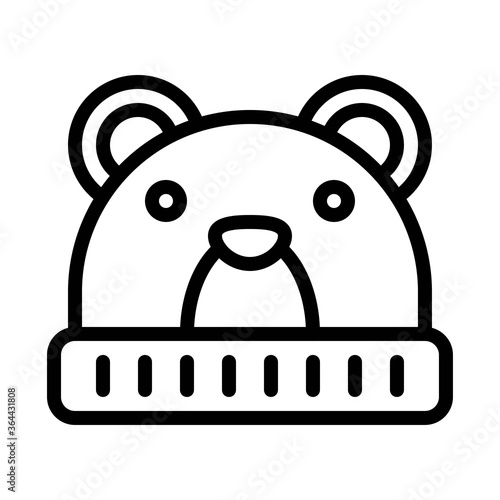 baby shower related small kid or children winter bear face cap vector in lineal style,