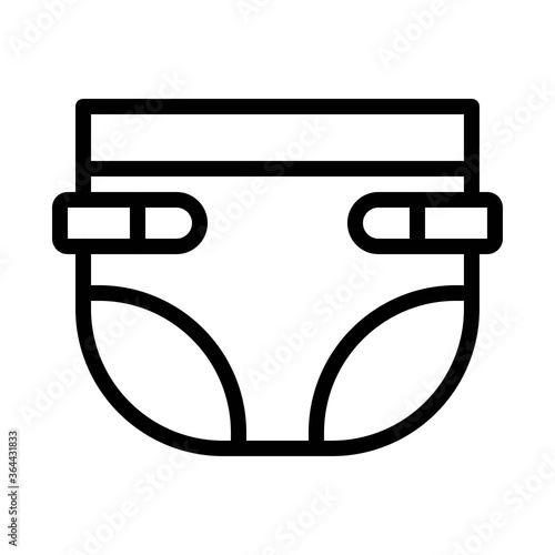 baby shower related cute small baby pamper with strips vector in lineal style,
