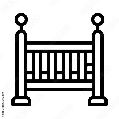 baby shower related small baby crib or bedroom vector in lineal style,