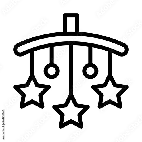 baby shower related small kid or children bedtime hanging play stars with heart vector in lineal style,