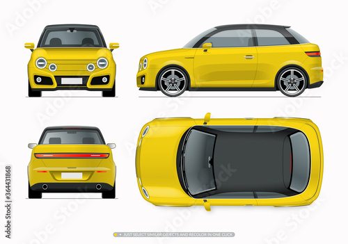 Modern compact city car mockup.