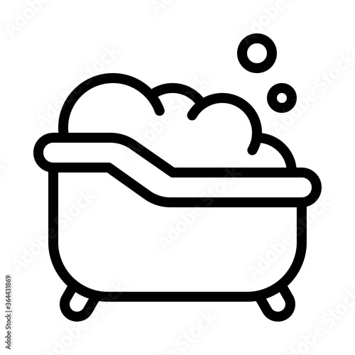baby shower related small baby bath tub with soap bubbles vector in lineal style,