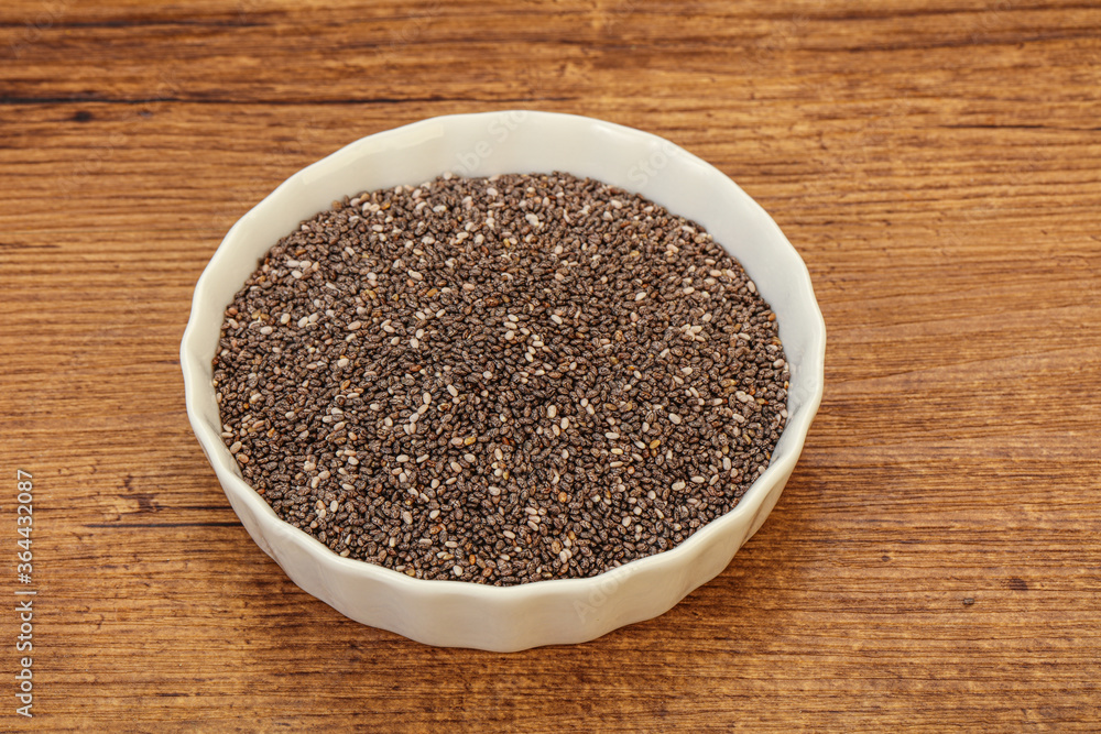 Seasoning chia seeds in the bowl Seasoning chia seeds in the bowl