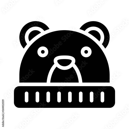 baby shower related small kid or children winter bear face cap vector in solid design,