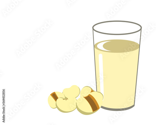 Glass of fresh millet milk and white Job's tears ( Adlay millet or pearl millet ) isolated on white background. Healthy drinks conceptual. Vectio illustration.
