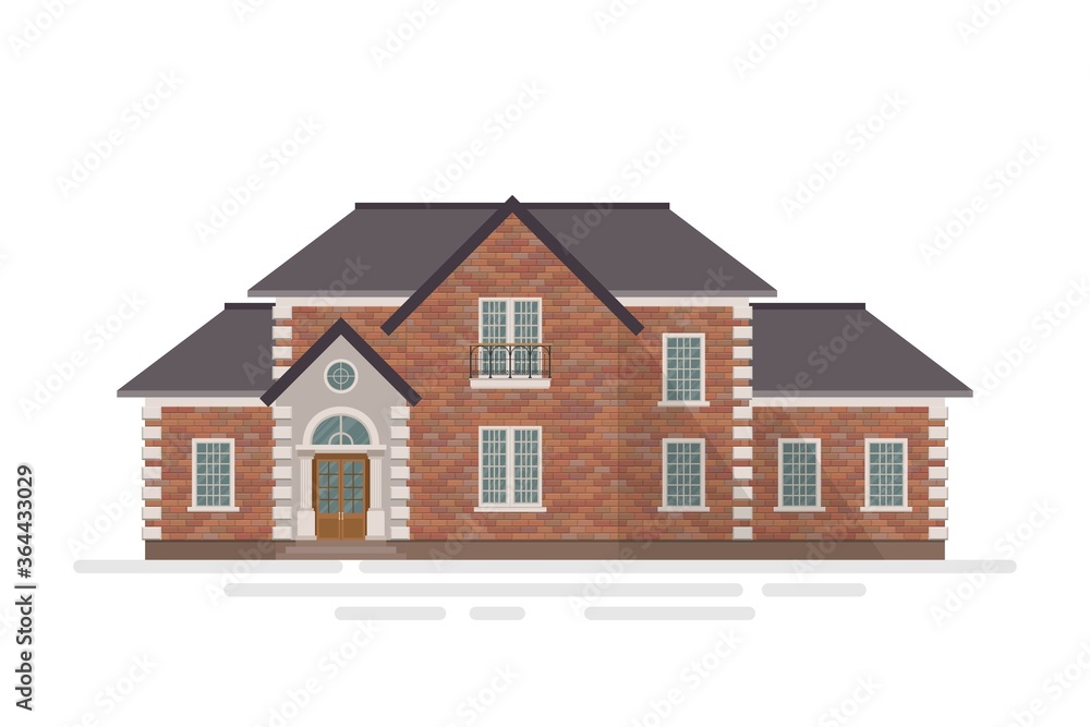 Brick house building vector illustration isolated on white background