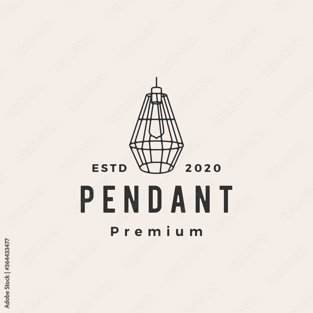 industrial pendant hanging light interior hipster vintage logo vector icon illustration