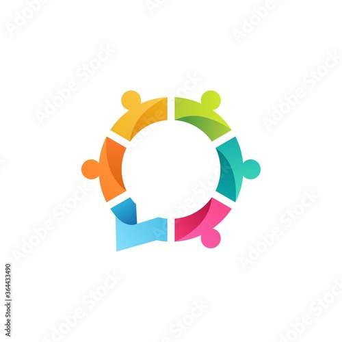 people family together human unity chat bubble logo vector icon illustration
