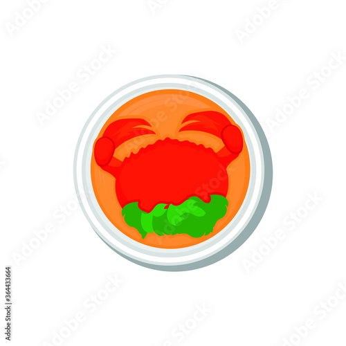 Chili crab. Traditional national dish. Vector flat illustration.