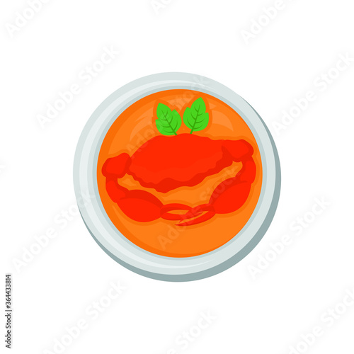 Chili crab. Traditional national dish. Vector flat illustration.