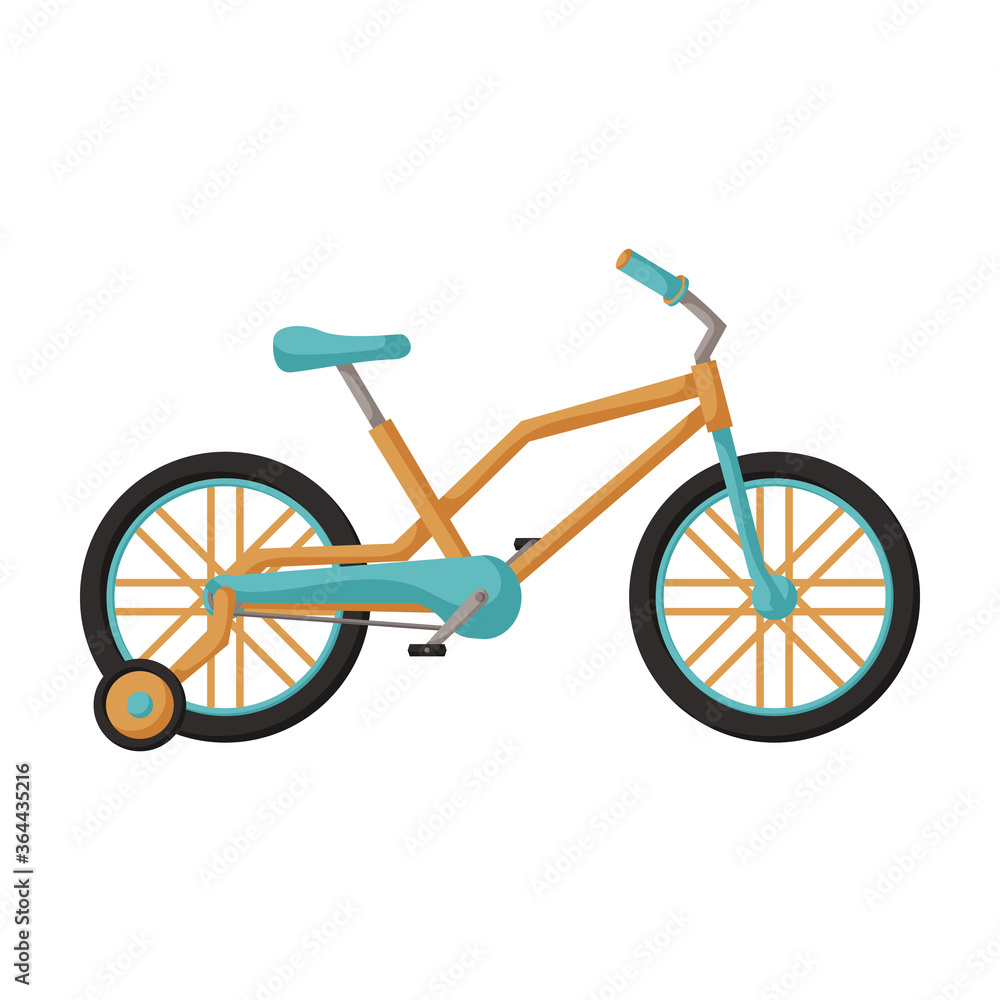 Child bicycle isolated cartoon icon. Vector illustration children bike on white background. Vector cartoon icon child bicycle. Child bicycle isolated cartoon icon. Vector illustration children bike on white background. Vector cartoon icon child bicycle.