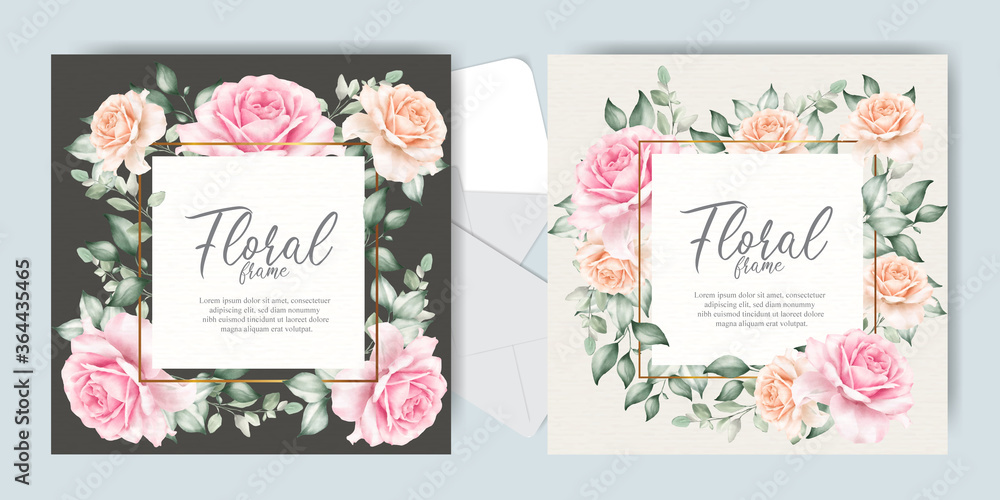 Elegant Wedding Invitation Card Template with Beautiful Floral Frame Ornament