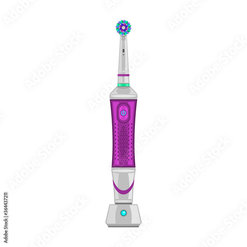 Electric toothbrush vector cartoon icon. Vector illustration dental brush on white background. Isolated illustration cartoon icon electric toothbrush.
