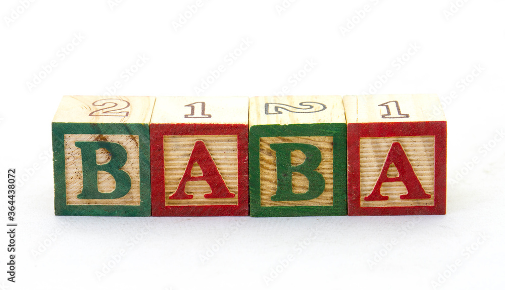 The term baba Afrikaans for baby in text isolated on a clear background image with copy space in landscape format