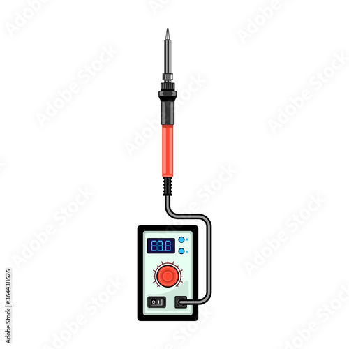 Soldering iron isolated cartoon icon. Vector illustration solder on white background. Vector cartoon illustration icon soldering iron.