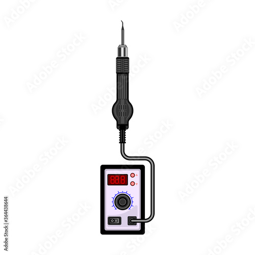 Soldering iron isolated cartoon icon. Vector illustration solder on white background. Vector cartoon illustration icon soldering iron.