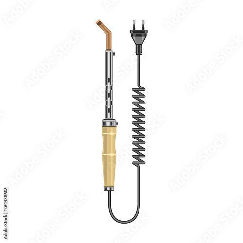 Soldering iron isolated cartoon icon. Vector illustration solder on white background. Vector cartoon illustration icon soldering iron.