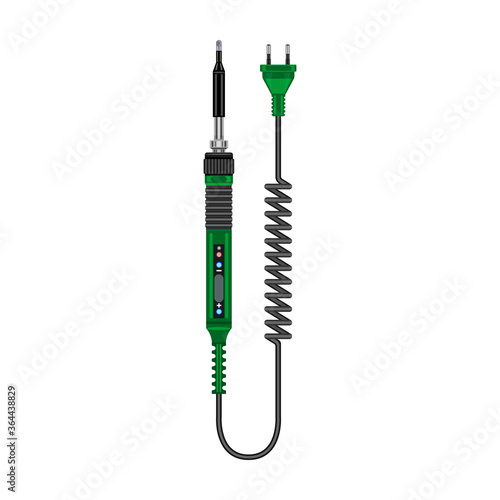 Soldering iron isolated cartoon icon. Vector illustration solder on white background. Vector cartoon illustration icon soldering iron.