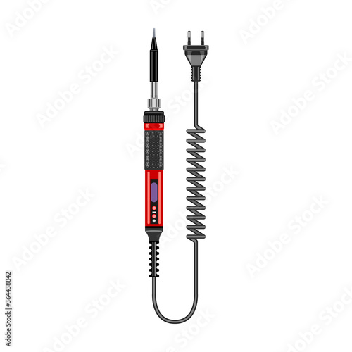 Soldering iron isolated cartoon icon. Vector illustration solder on white background. Vector cartoon illustration icon soldering iron.
