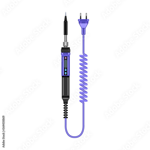 Soldering iron isolated cartoon icon. Vector illustration solder on white background. Vector cartoon illustration icon soldering iron.