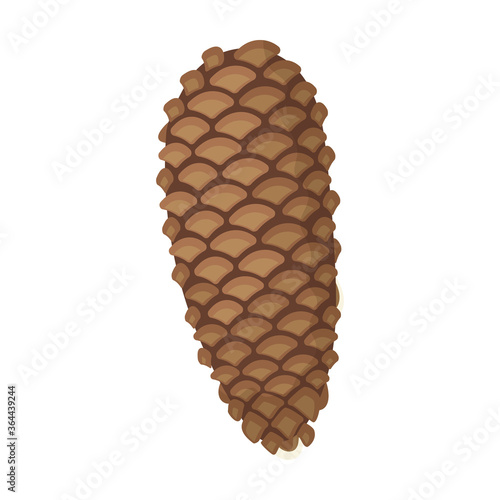 Cone pine isolated cartoon icon. Vector illustration spruce pinecone on white background. Vector cartoon illustration icon cone pine.