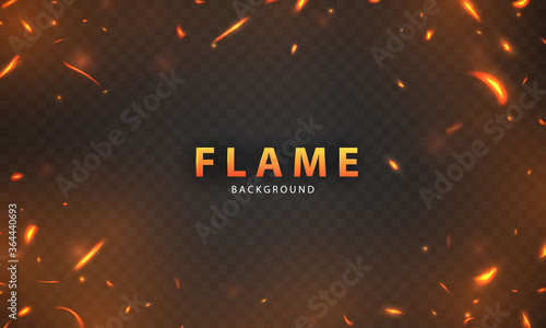 Burning red hot sparks realistic fire flames abstract background