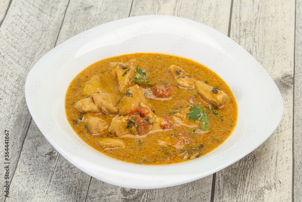 Traditional thai curry chicken soup