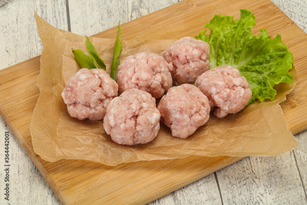 Homemade raw pork minced meatball for cooking Homemade raw pork minced meatball for cooking