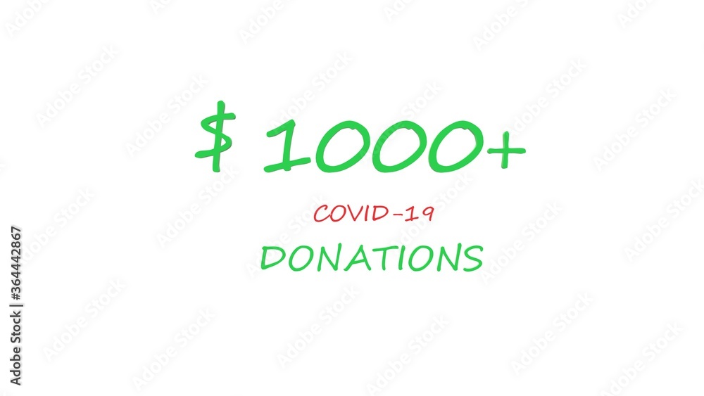 Corona virus Donation Dollar Counter. 3d image