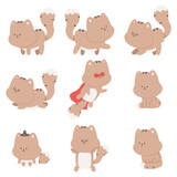 Cute cats vector cartoon characters set isolated on a white background.