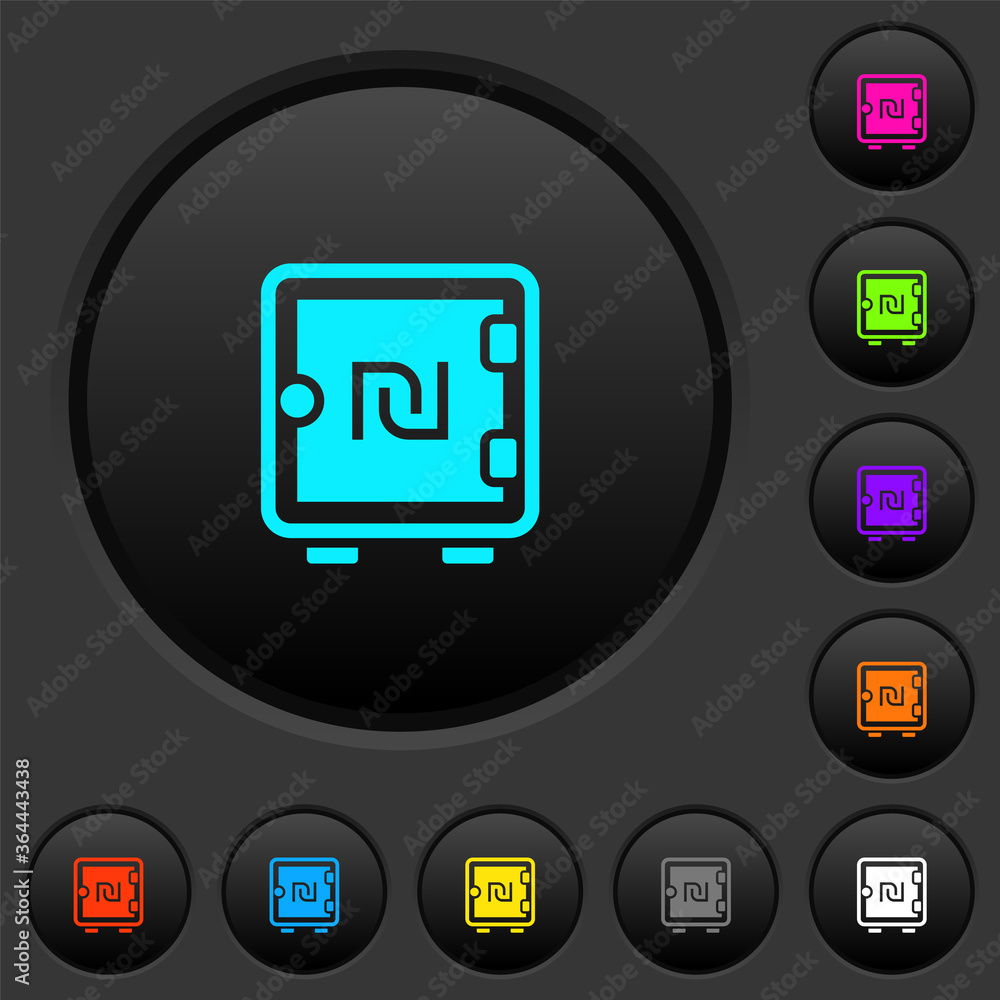 New Shekel strong box dark push buttons with color icons New Shekel strong box dark push buttons with color icons