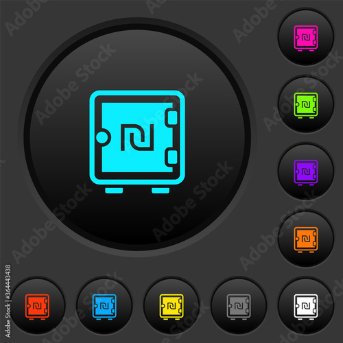 New Shekel strong box dark push buttons with color icons © botond1977