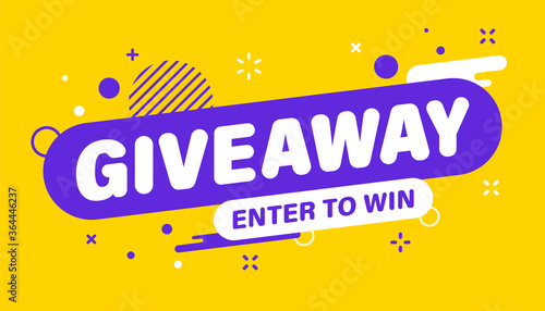 Giveaway banner. Post template. Win a prize giveaway. Social media poster. Vector design illustration.