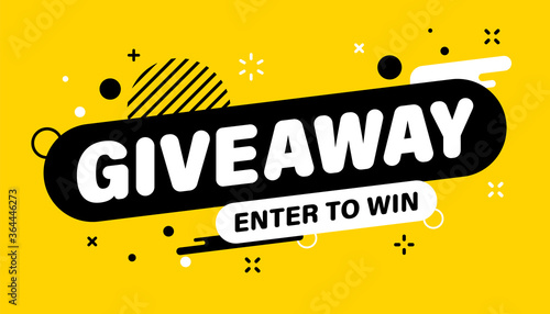 Giveaway banner. Post template. Win a prize giveaway. Social media poster. Vector design illustration.