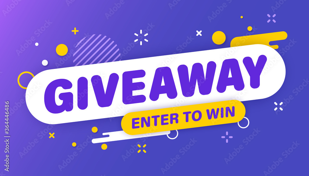 Giveaway banner. Post template. Win a prize giveaway. Social media