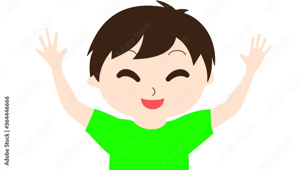喜んでジャンプする男の子 喜んでジャンプする男の子