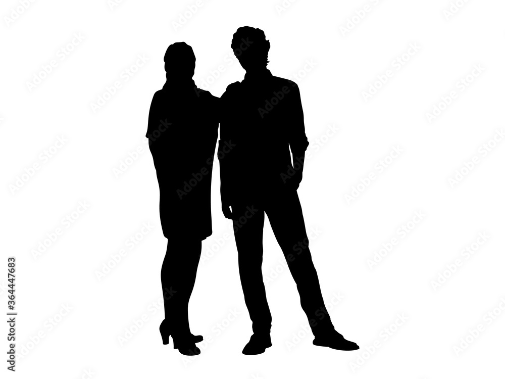 Silhouettes of mom and adult son
